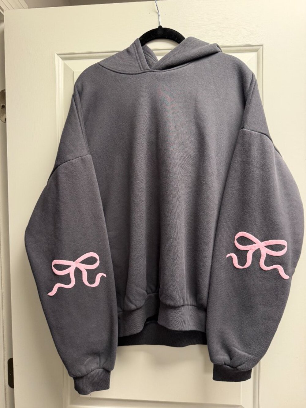 Edikted Bonney Bow Detail Hoodie - Dark Gray